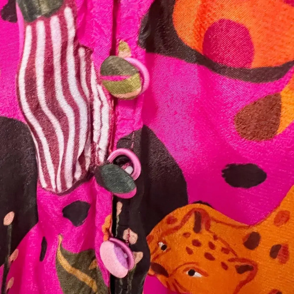 FARM RIO Pop Leopards Chemise Shirtdress in Pink size XS - Picture 7 of 16